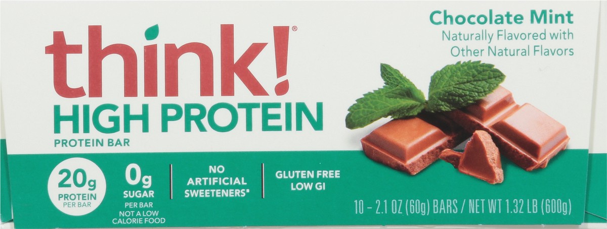 slide 9 of 9, think! Chocolate Mint High Protein Bars 10 - 2.1 oz Bars, 10 ct
