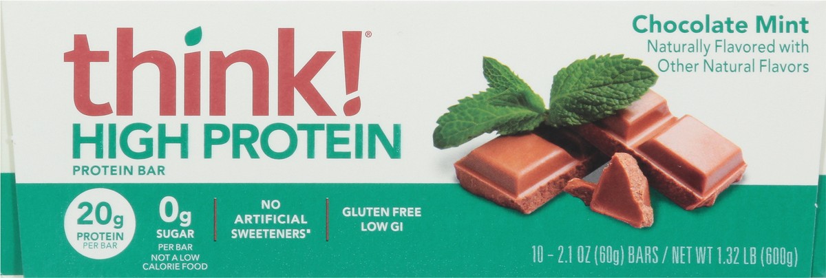 slide 3 of 9, think! Chocolate Mint High Protein Bars 10 - 2.1 oz Bars, 10 ct