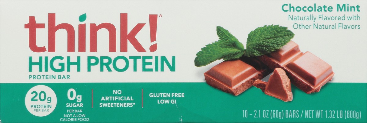 slide 2 of 9, think! Chocolate Mint High Protein Bars 10 - 2.1 oz Bars, 10 ct