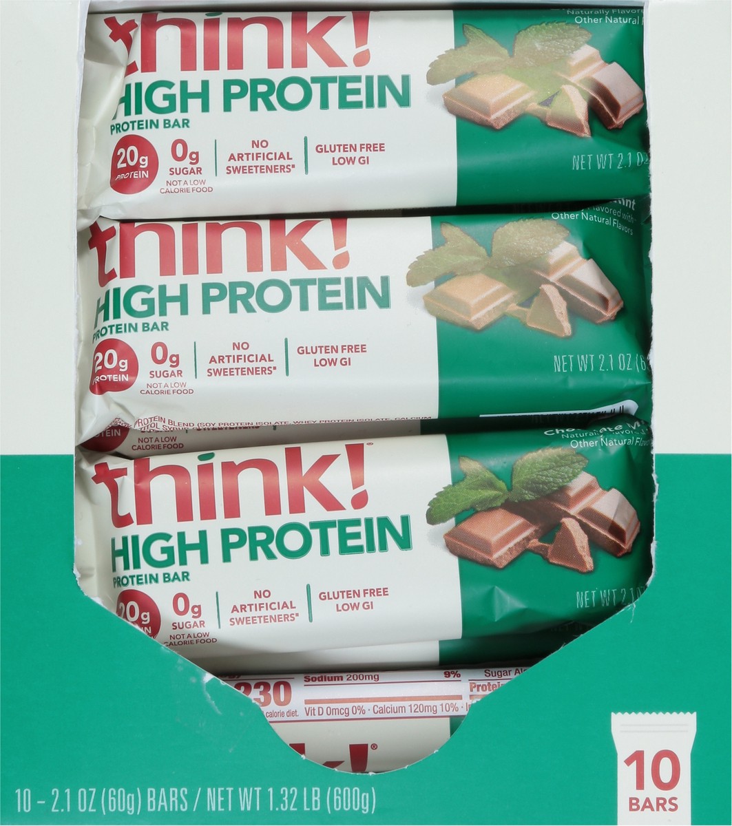 slide 5 of 9, think! Chocolate Mint High Protein Bars 10 - 2.1 oz Bars, 10 ct