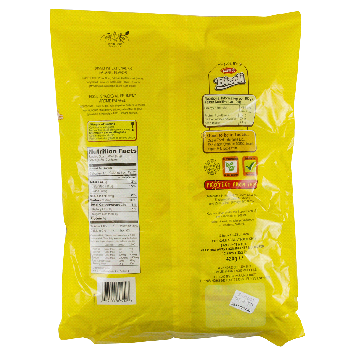 slide 2 of 2, Osem Bissli Falafel Wheat Party Snack, 12 ct; 1.23 oz
