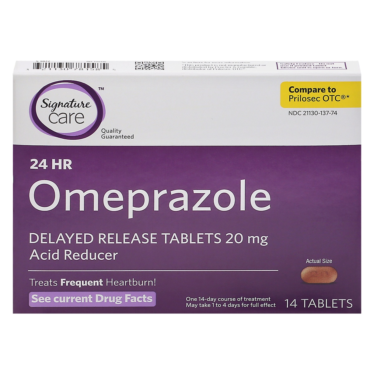 slide 1 of 9, Signature Care Omeprazole 20 Mg Delayed Release Tablets, 14 ct