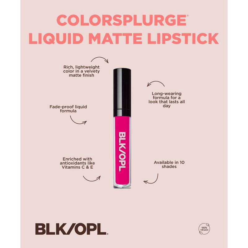 slide 2 of 3, Black Opal Liquid Matte Lipstick, Text Me, 0.21 oz