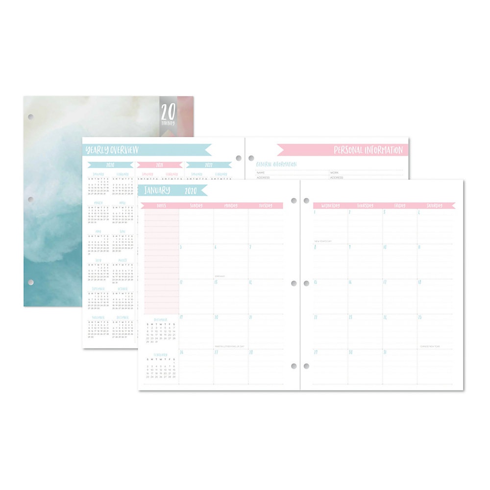 slide 1 of 1, Office Depot Brand Monthly Planner, 8-1/4'' X 10-1/4'', Cotton Candy, January To December 2020, 1 ct