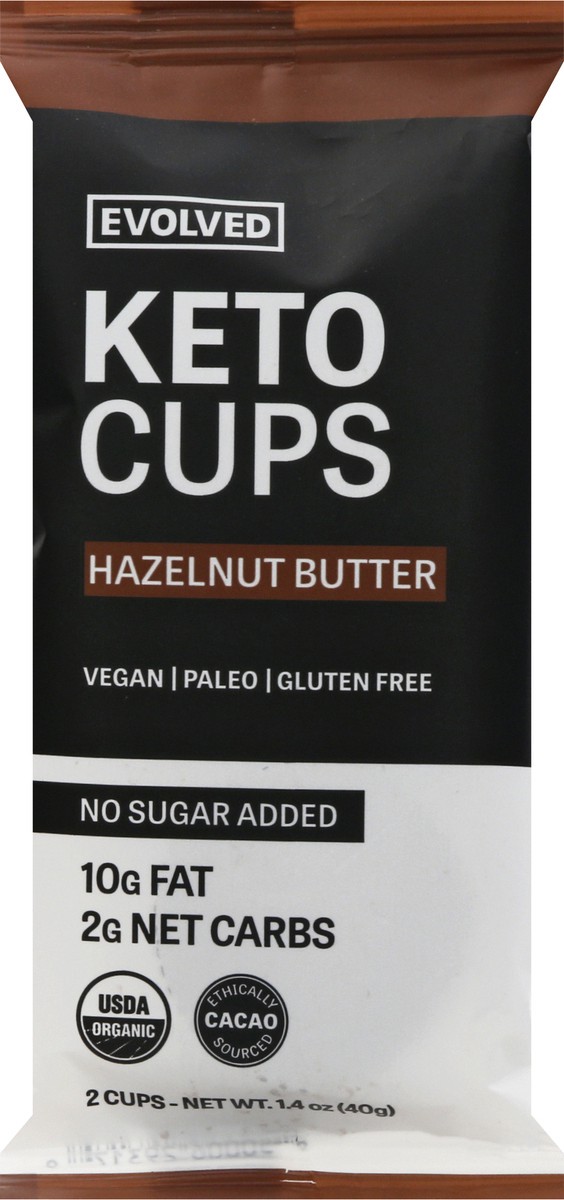 slide 1 of 9, EVOLVED Org Hazelnut Keto Cups 1.41Oz, 1 ct