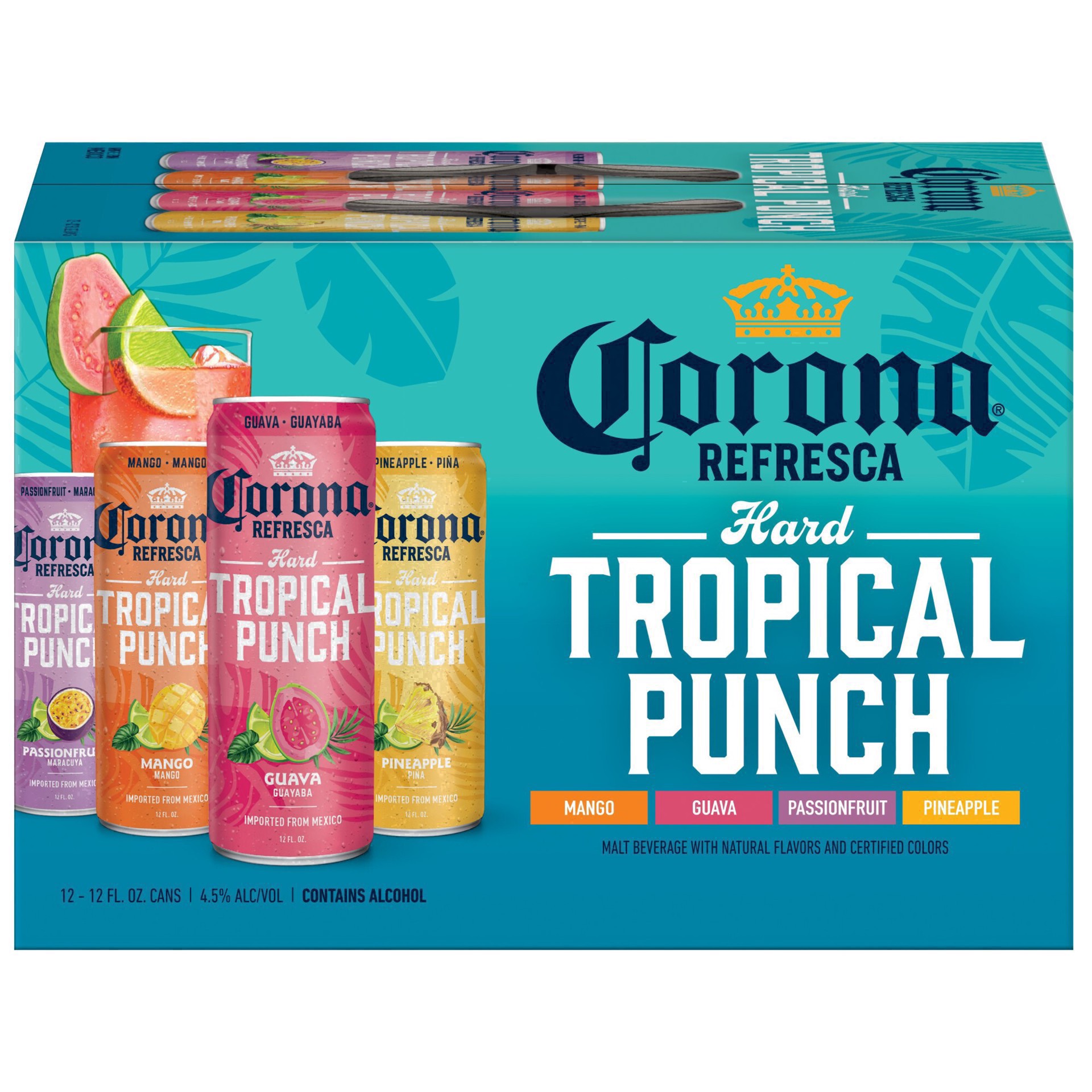 slide 74 of 113, Corona Refresca Hard Tropical Punch Variety Pack Cans, 144 fl oz