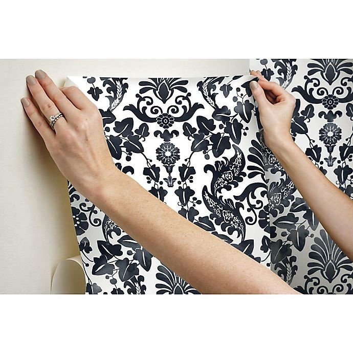 slide 4 of 9, RoomMates VINE DAMASK PEEL & STICK WALLPAPER, 1 ct