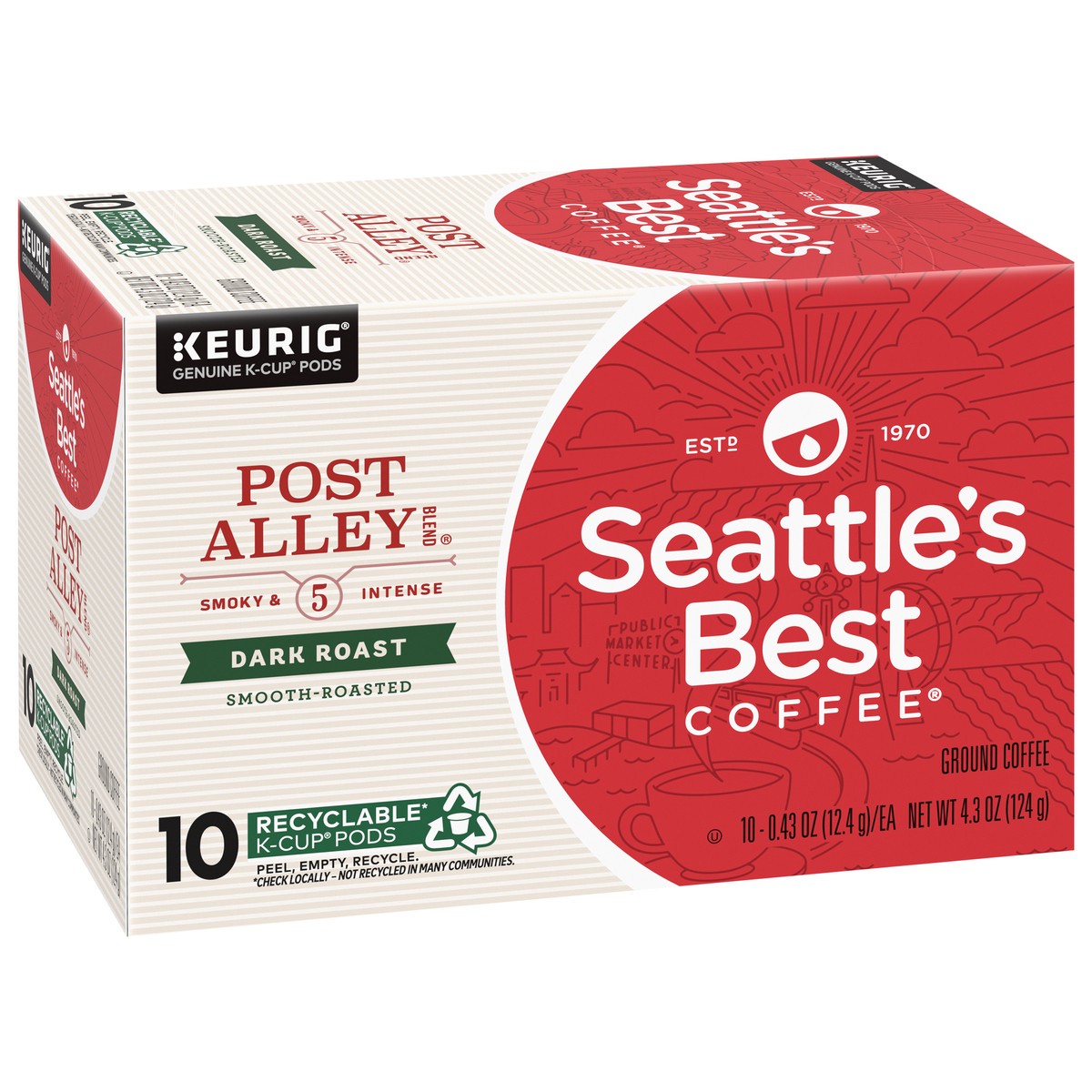 slide 7 of 9, Seattle's Best Coffee Post Alley Blend Dark Roast K-Cup Pods | 1 box of - 4.3 oz, 4.3 oz