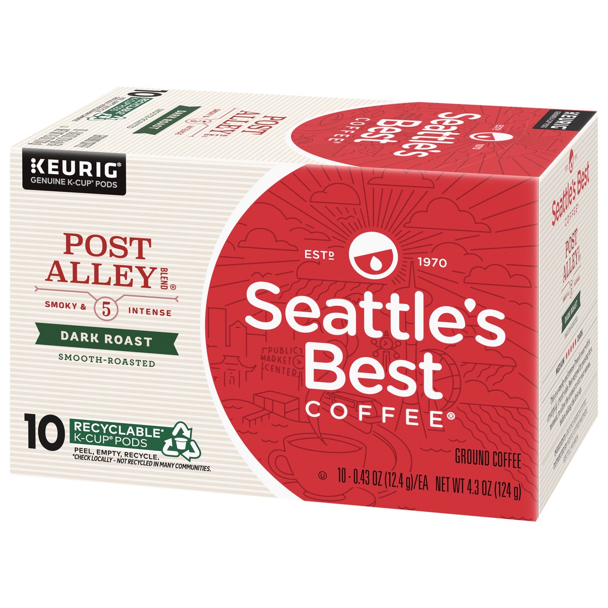 slide 6 of 9, Seattle's Best Coffee Post Alley Blend Dark Roast K-Cup Pods | 1 box of - 4.3 oz, 4.3 oz