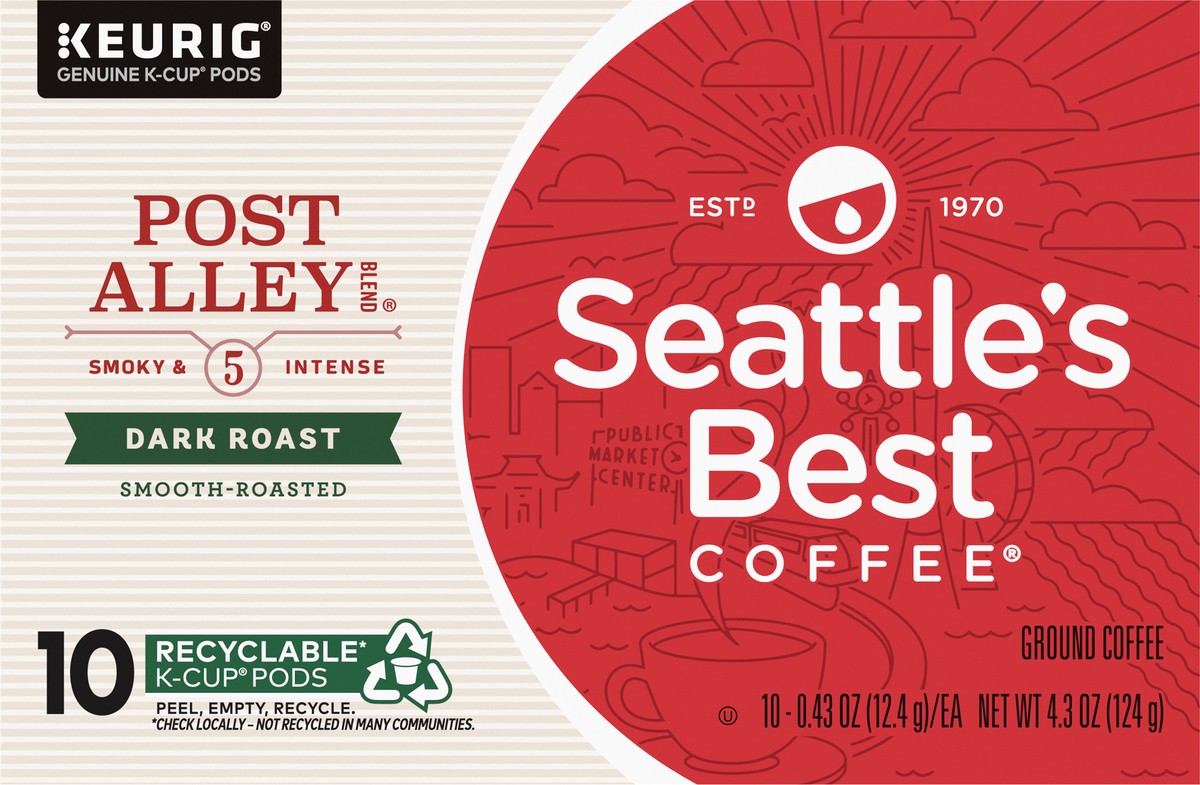 slide 5 of 9, Seattle's Best Coffee Post Alley Blend Dark Roast K-Cup Pods | 1 box of - 4.3 oz, 4.3 oz