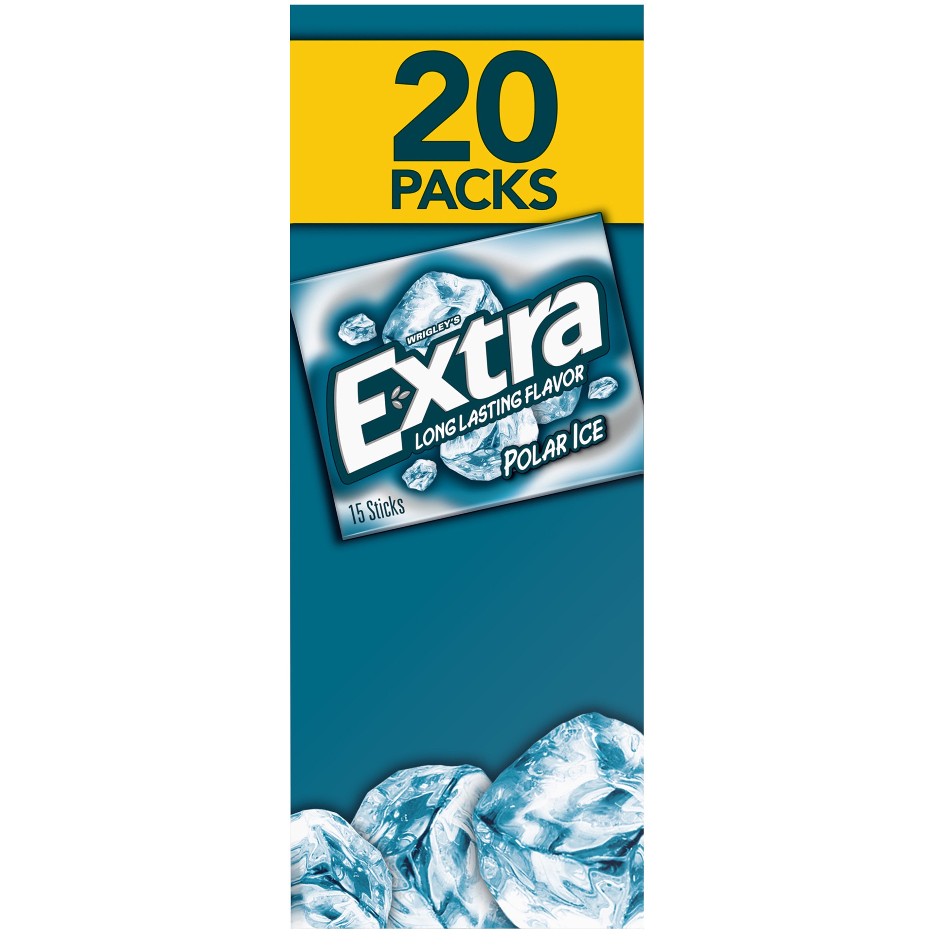 slide 4 of 5, Extra Gum Sugar Free Mint Chewing Gum, Polar Ice, 15 sticks, 20 pk, 