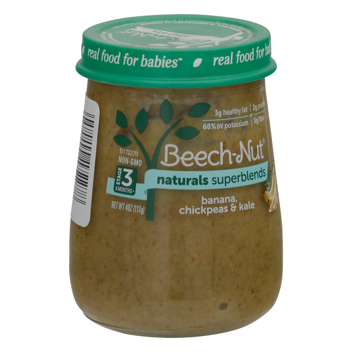 slide 2 of 9, Beech-Nut Naturals Superblends Stage 3 Baby Food, Banana Chickpea & Kale, 4 oz Jar, 4 oz