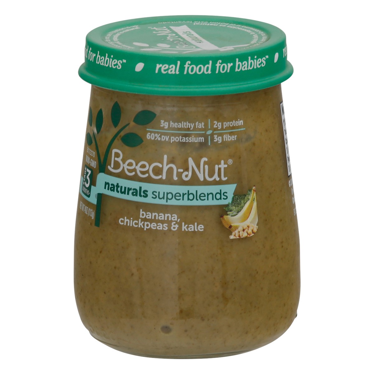 slide 3 of 9, Beech-Nut Naturals Superblends Stage 3 Baby Food, Banana Chickpea & Kale, 4 oz Jar, 4 oz