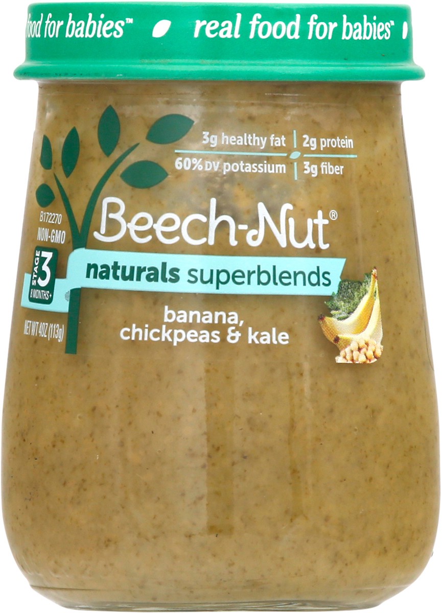 slide 6 of 9, Beech-Nut Naturals Superblends Stage 3 Baby Food, Banana Chickpea & Kale, 4 oz Jar, 4 oz