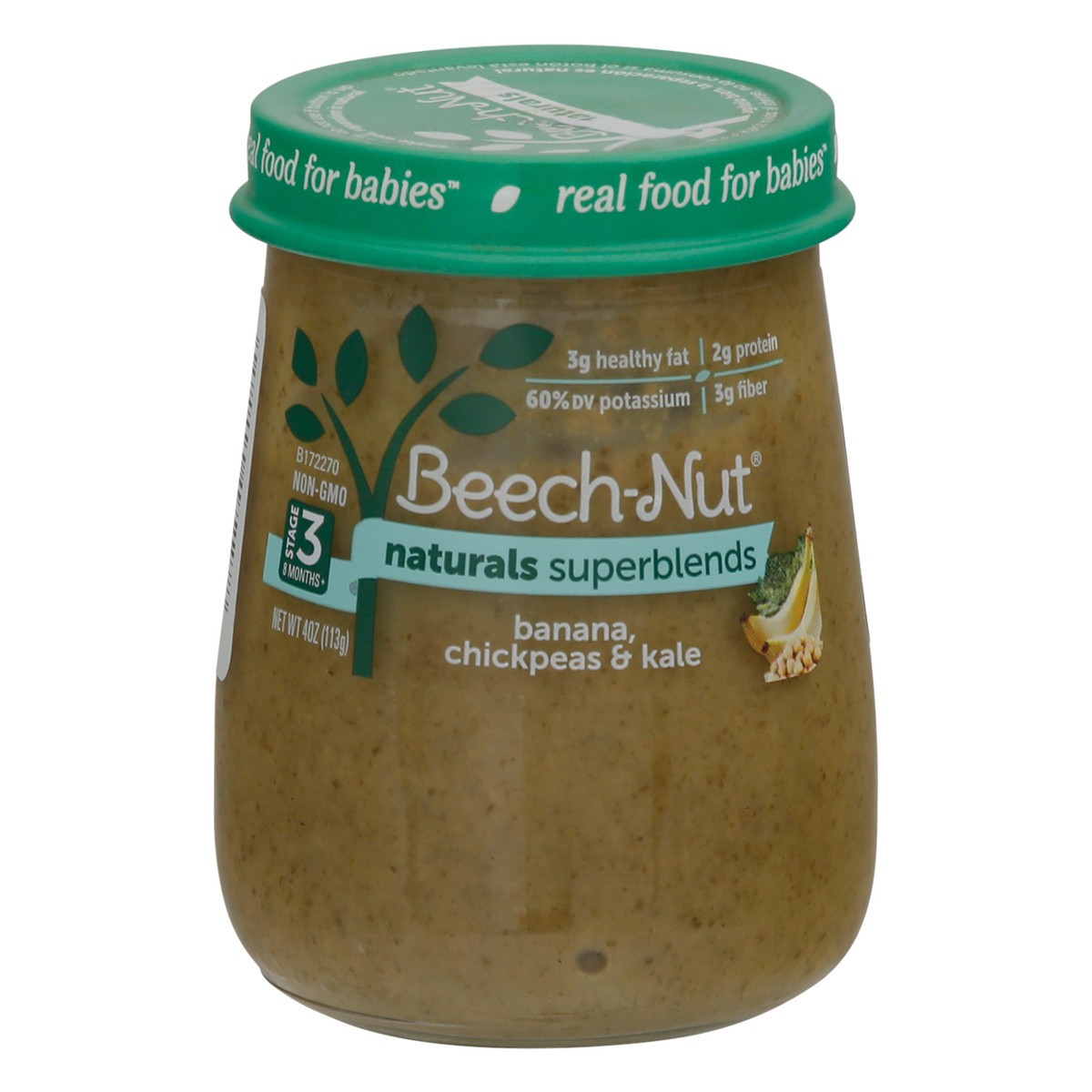 slide 1 of 9, Beech-Nut Naturals Superblends Stage 3 Baby Food, Banana Chickpea & Kale, 4 oz Jar, 4 oz