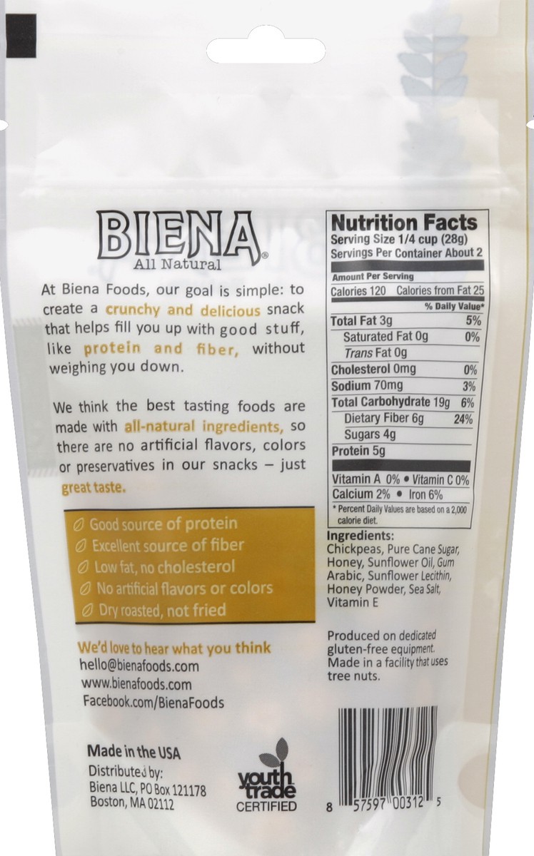 slide 3 of 3, Biena Chickpea Snacks Honey Roasted, 2 oz