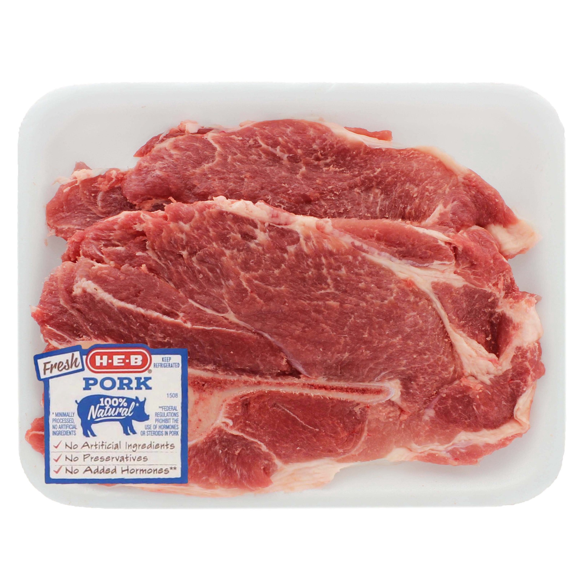 slide 1 of 1, H-E-B Bone-in Boston Butt Pork Steaks, Thick Cut, per lb