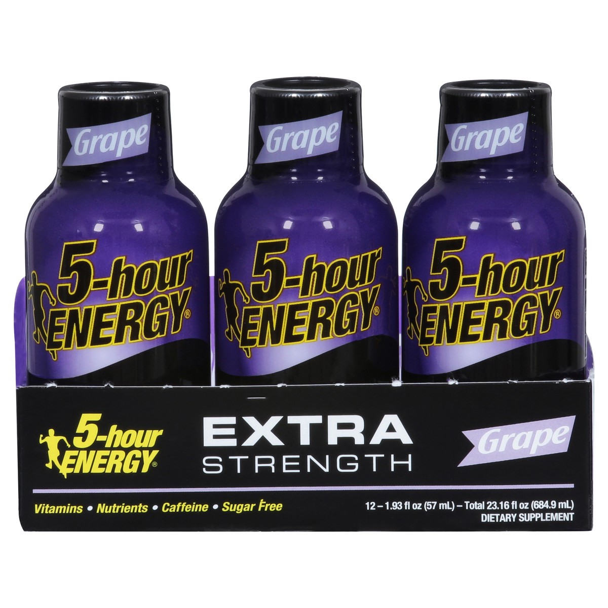 slide 1 of 9, 5-Hour Energy Extra Strength Grape Energy Shot 12 - 1.93 fl oz Bottles, 12 ct