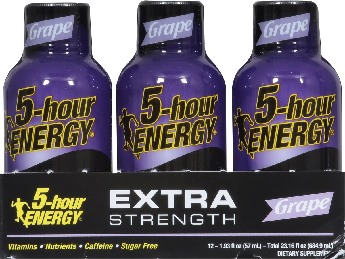 slide 6 of 9, 5-Hour Energy Extra Strength Grape Energy Shot 12 - 1.93 fl oz Bottles, 12 ct