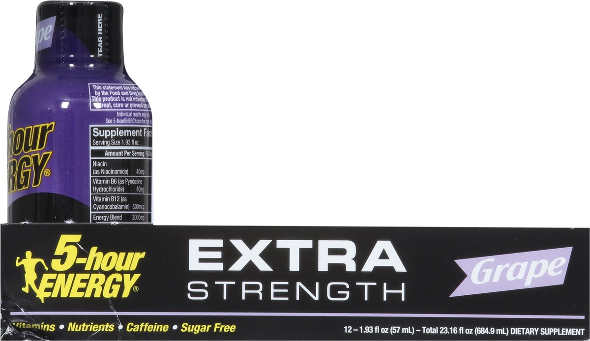 slide 8 of 9, 5-Hour Energy Extra Strength Grape Energy Shot 12 - 1.93 fl oz Bottles, 12 ct