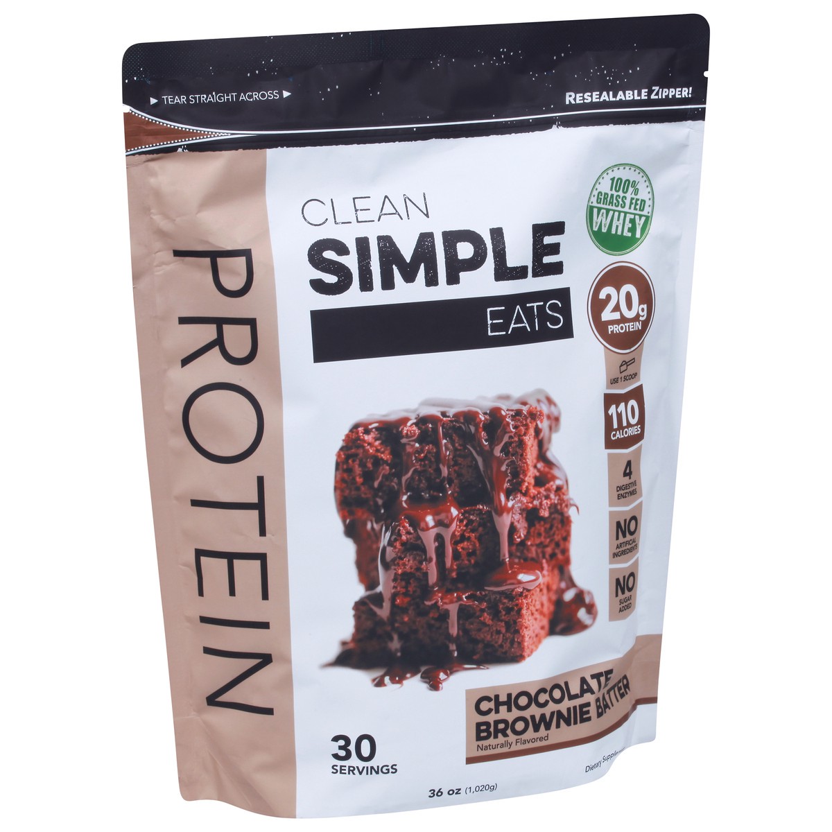 slide 4 of 9, Clean Simple Eats Chocolate Brownie Batter Protein 36 oz, 36 oz