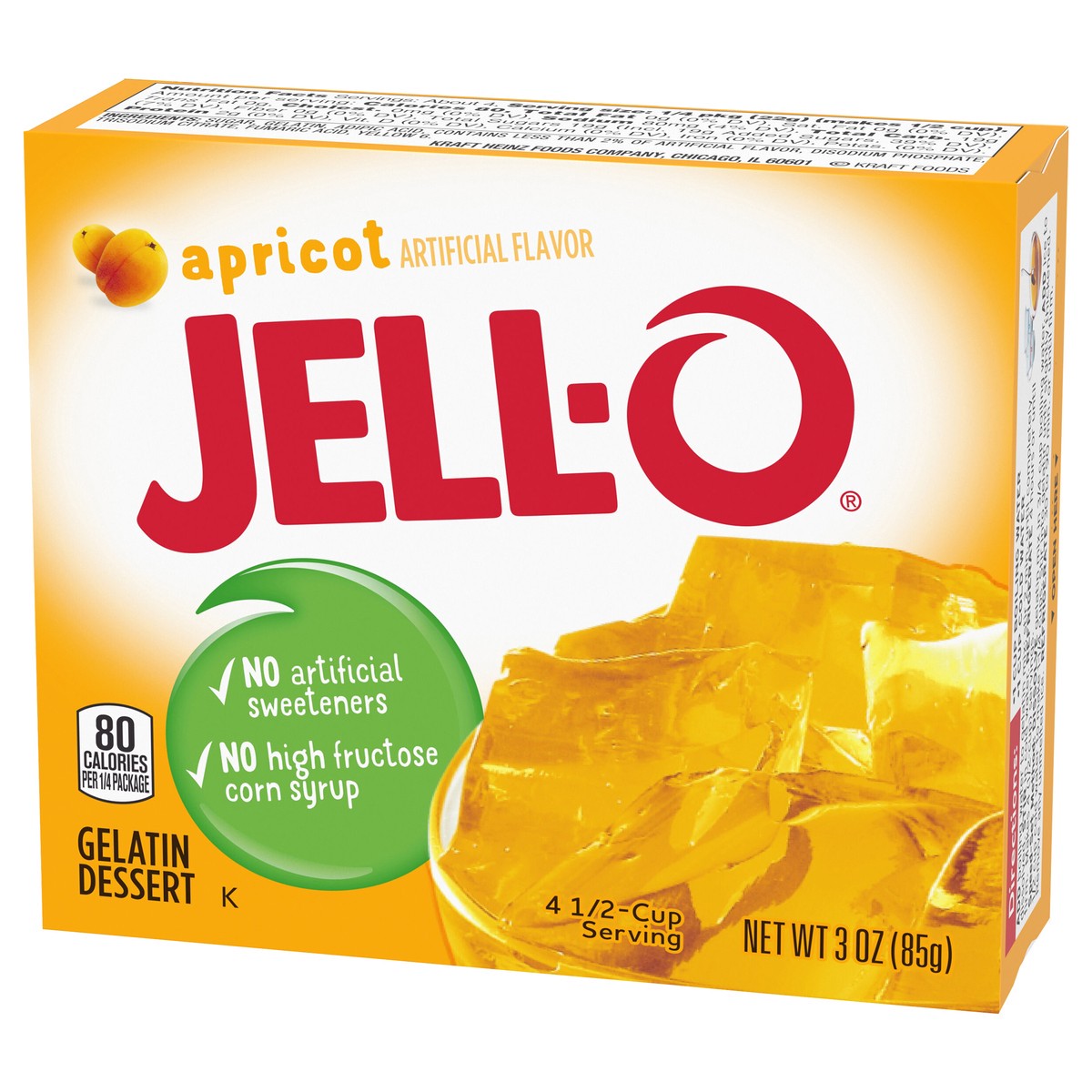 slide 4 of 9, Jell-O Apricot Artificially Flavored Gelatin Dessert Mix, 3 oz Box, 3 oz