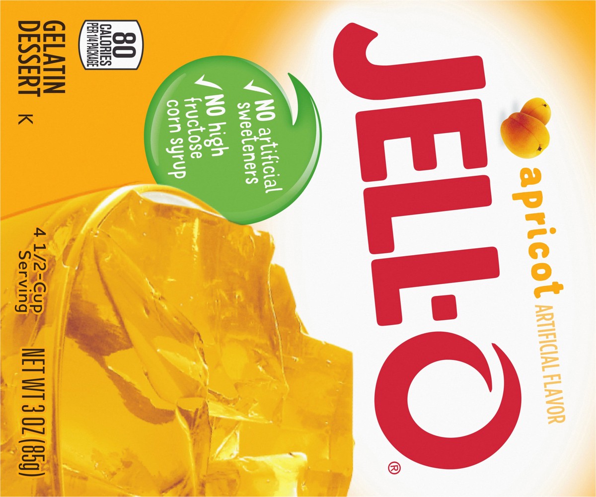 slide 9 of 9, Jell-O Apricot Artificially Flavored Gelatin Dessert Mix, 3 oz Box, 3 oz