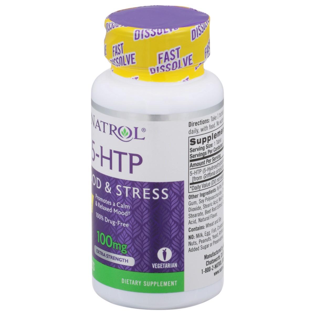 slide 9 of 14, Natrol 5-HTP 100mg, Drug-Free Dietary Supplement Helps Support Balanced Mood, 30 Mixed Berry-Flavored Fast Dissolve Tablets, 15-30 Day Supply, 30 ct
