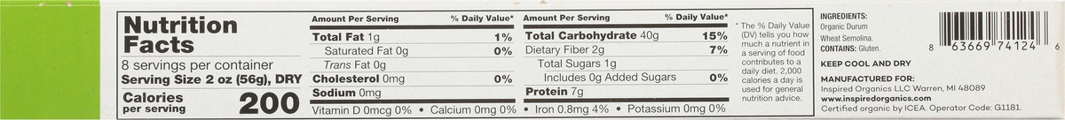 slide 4 of 9, Inspired Organics Organic Spaghetti 1 lb, 1 lb
