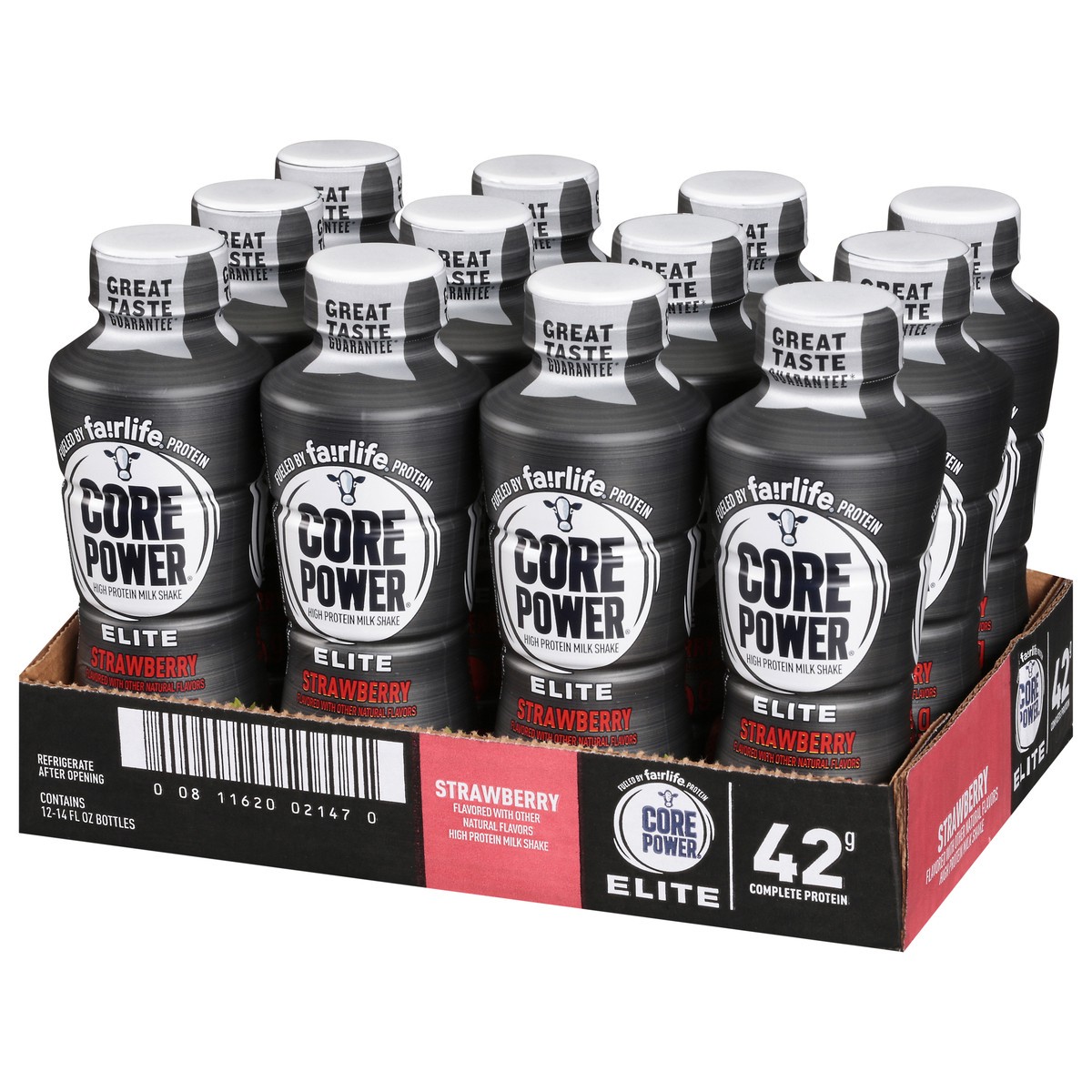 slide 9 of 9, Core Power Elite Strawberry Milk Shake 12 - 14 fl oz Bottles, 12 ct