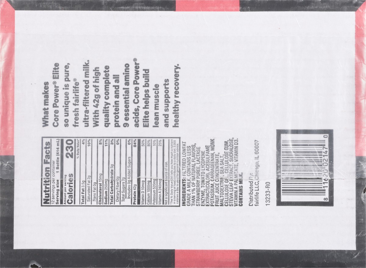 slide 6 of 9, Core Power Elite Strawberry Milk Shake 12 - 14 fl oz Bottles, 12 ct
