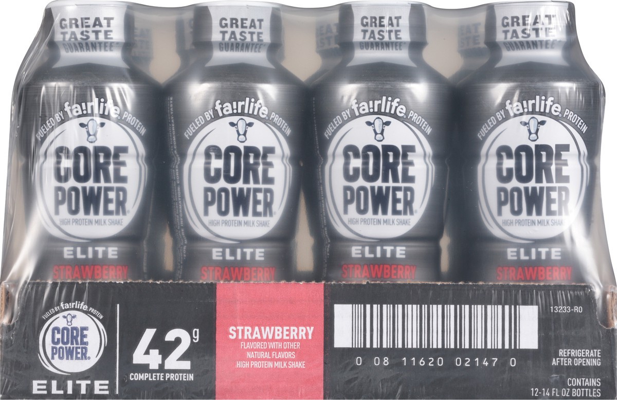 slide 3 of 9, Core Power Elite Strawberry Milk Shake 12 - 14 fl oz Bottles, 12 ct