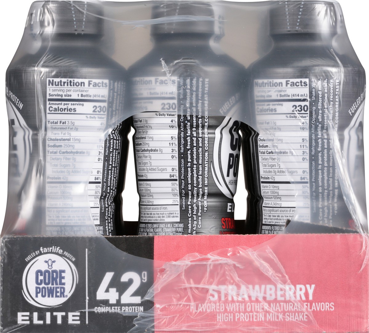 slide 4 of 9, Core Power Elite Strawberry Milk Shake 12 - 14 fl oz Bottles, 12 ct