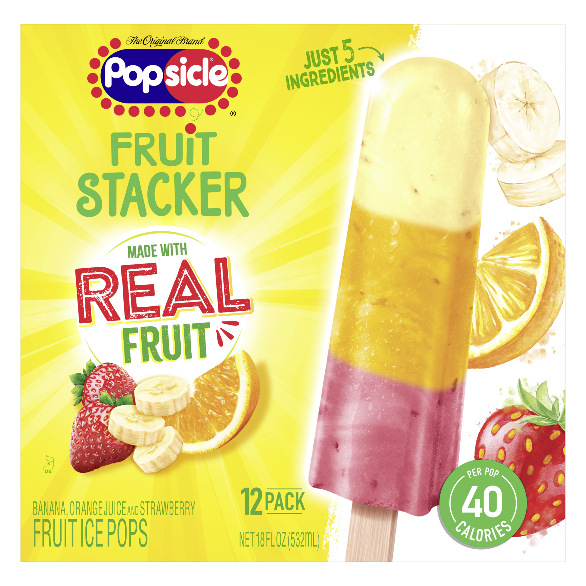 slide 3 of 4, Popsicle Fruit Pops Frozen Treat Sicle Stacker of Bananas, Mangos, and Strawberries, 12 ct, 12 ct