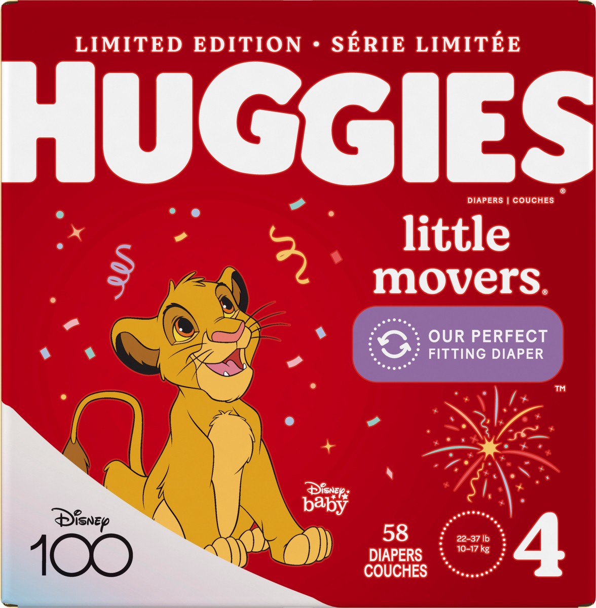 slide 8 of 11, Huggies Little Movers 4 (22-37 lb) Disney Baby Diapers 58 ea, 58 ct