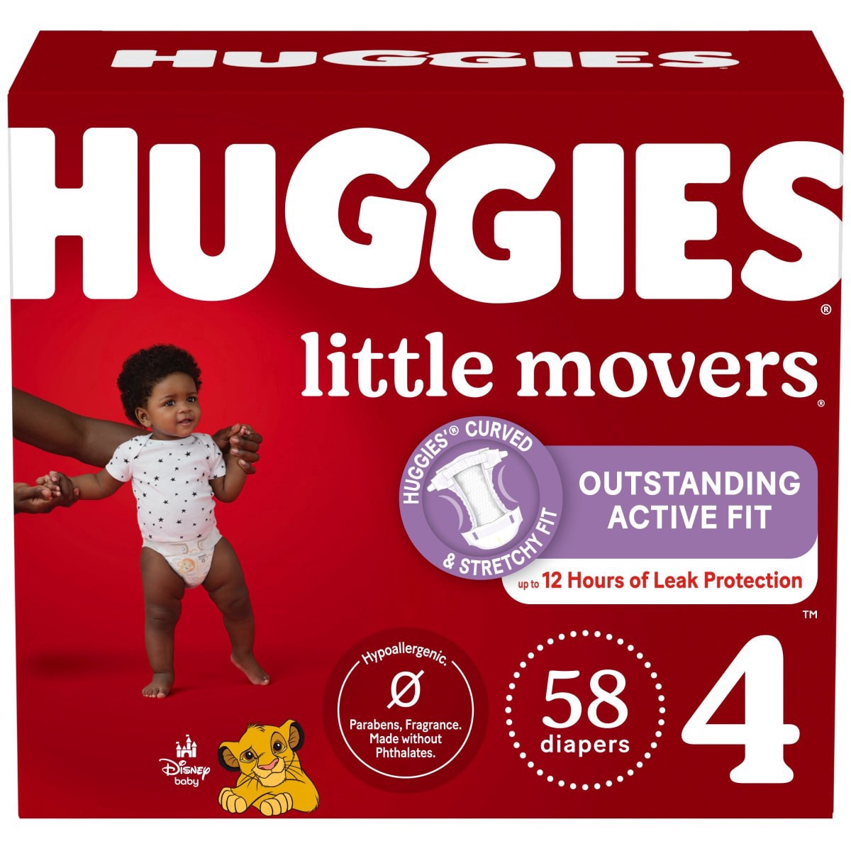 slide 1 of 11, Huggies Little Movers 4 (22-37 lb) Disney Baby Diapers 58 ea, 58 ct