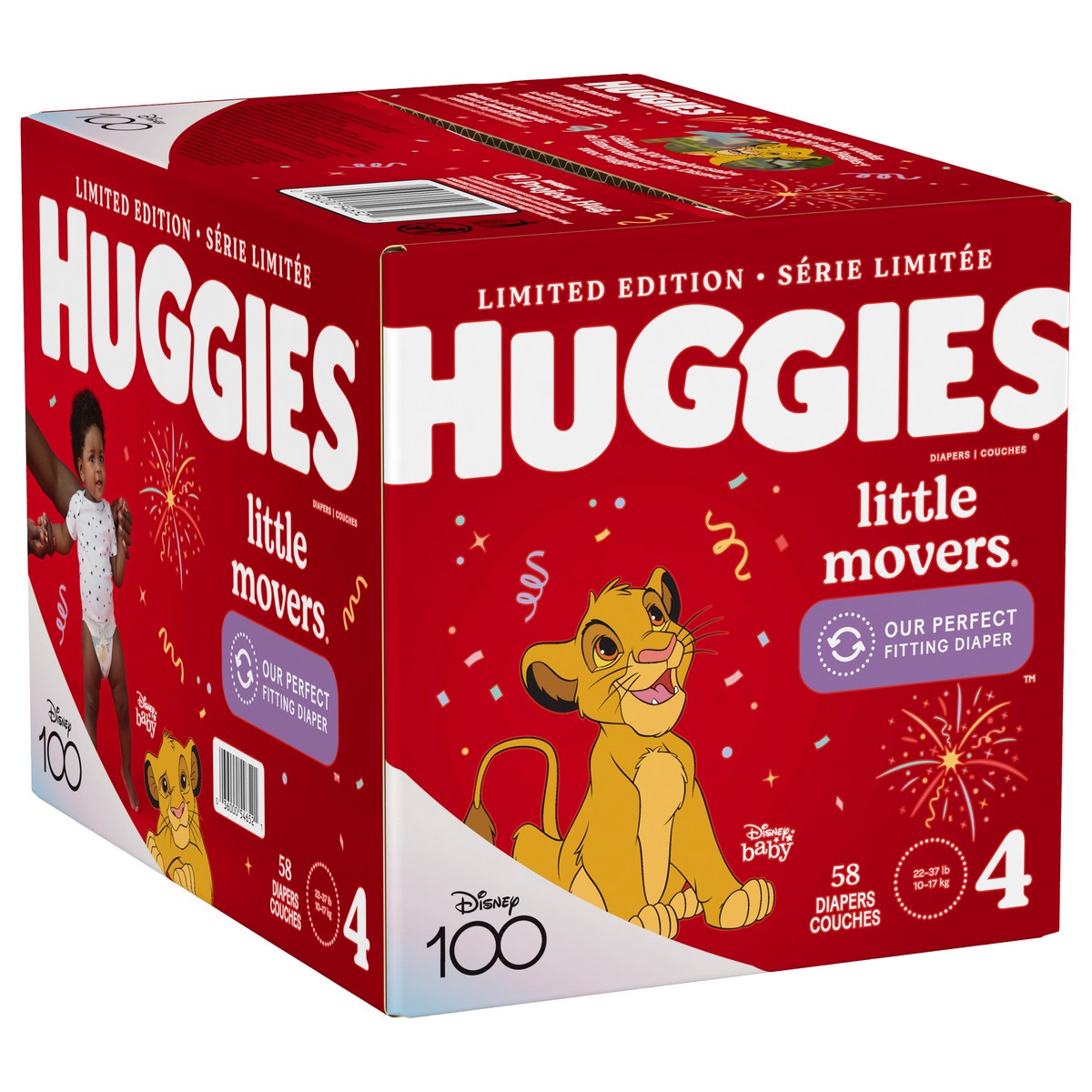 slide 5 of 11, Huggies Little Movers 4 (22-37 lb) Disney Baby Diapers 58 ea, 58 ct