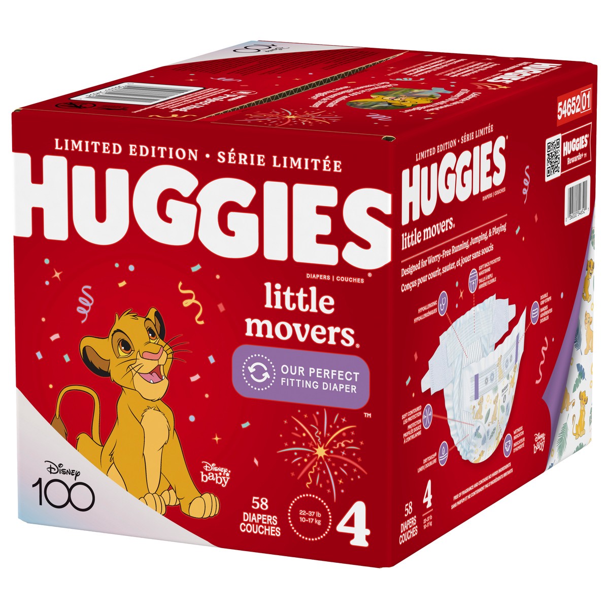 slide 9 of 11, Huggies Little Movers 4 (22-37 lb) Disney Baby Diapers 58 ea, 58 ct