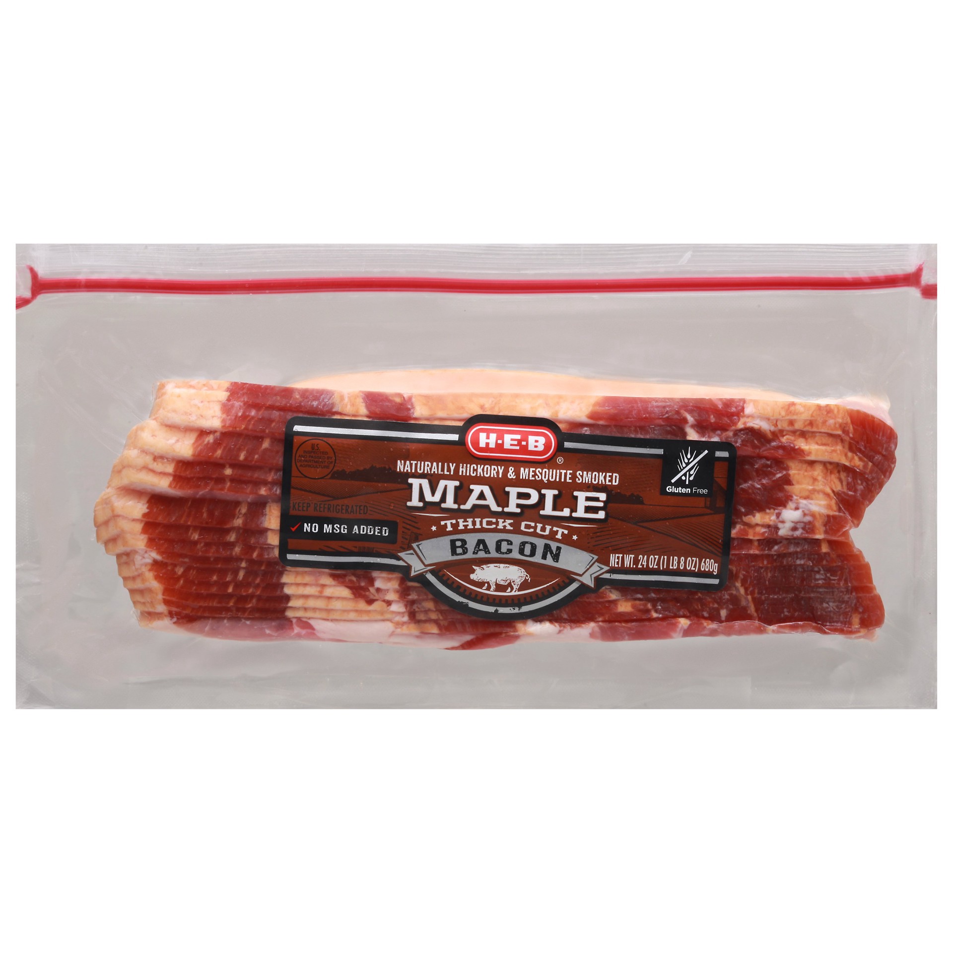 slide 1 of 1, H-E-B Premium Thick Cut Maple Bacon, 24 oz