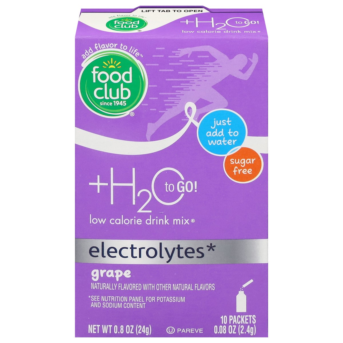 slide 2 of 4, Food Club Electrolytes Low Calorie Grape Drink Mix 10 ea, 10 ct