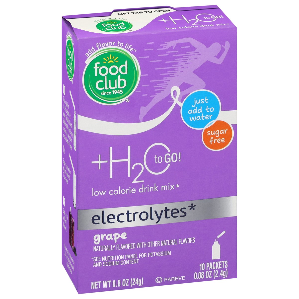 slide 4 of 4, Food Club Electrolytes Low Calorie Grape Drink Mix 10 ea, 10 ct