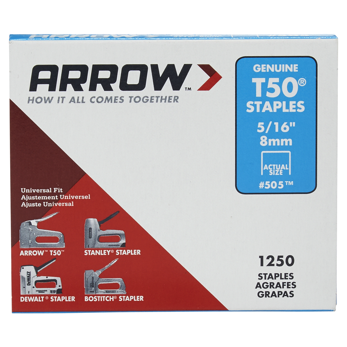 slide 1 of 29, Arrow 505 T50 Staples, 1250 ct