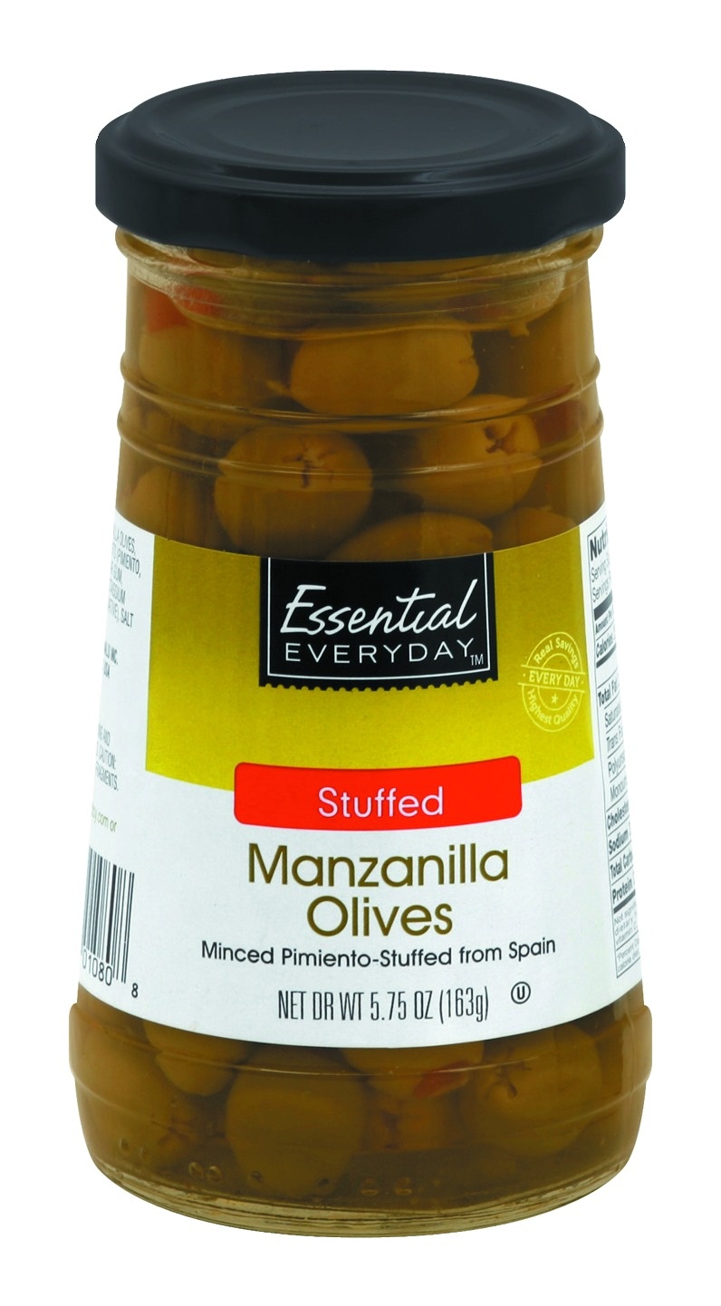 slide 1 of 1, Essential Everyday Olive, stuffed, manzanilla, 5.75 oz