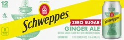 Schweppes Zero Sugar Ginger Ale Soda, 12 fl oz cans, 12 pack