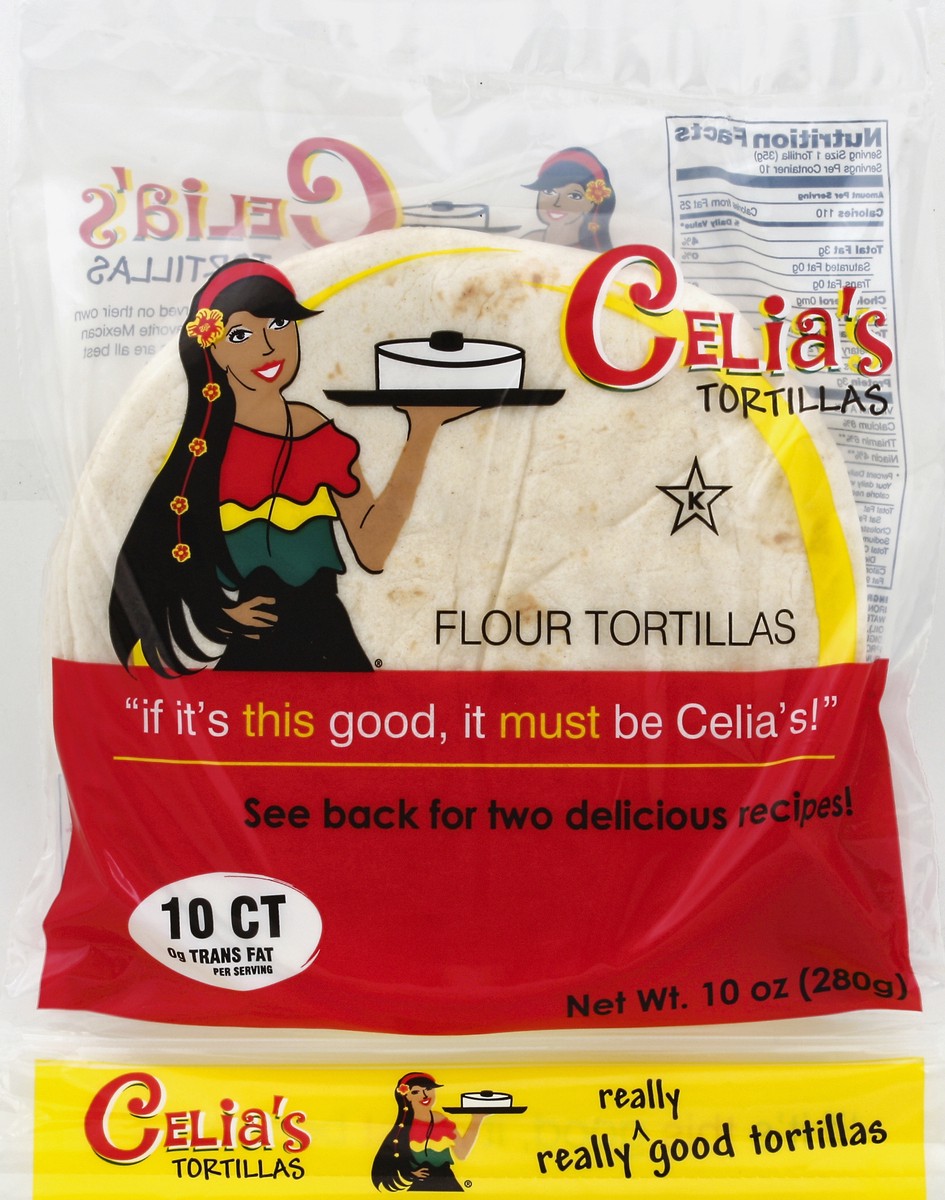 slide 5 of 5, Celia's Tortillas Celia Flour Fajita Tortilla, 10 oz