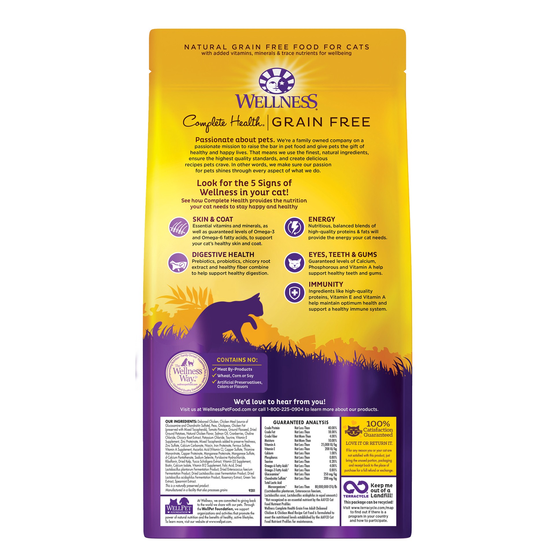 slide 4 of 5, Wellness Complete Health Natural Grain Free Deboned Chicken & Chicken Meal Dry Cat Food, 2.25 lb