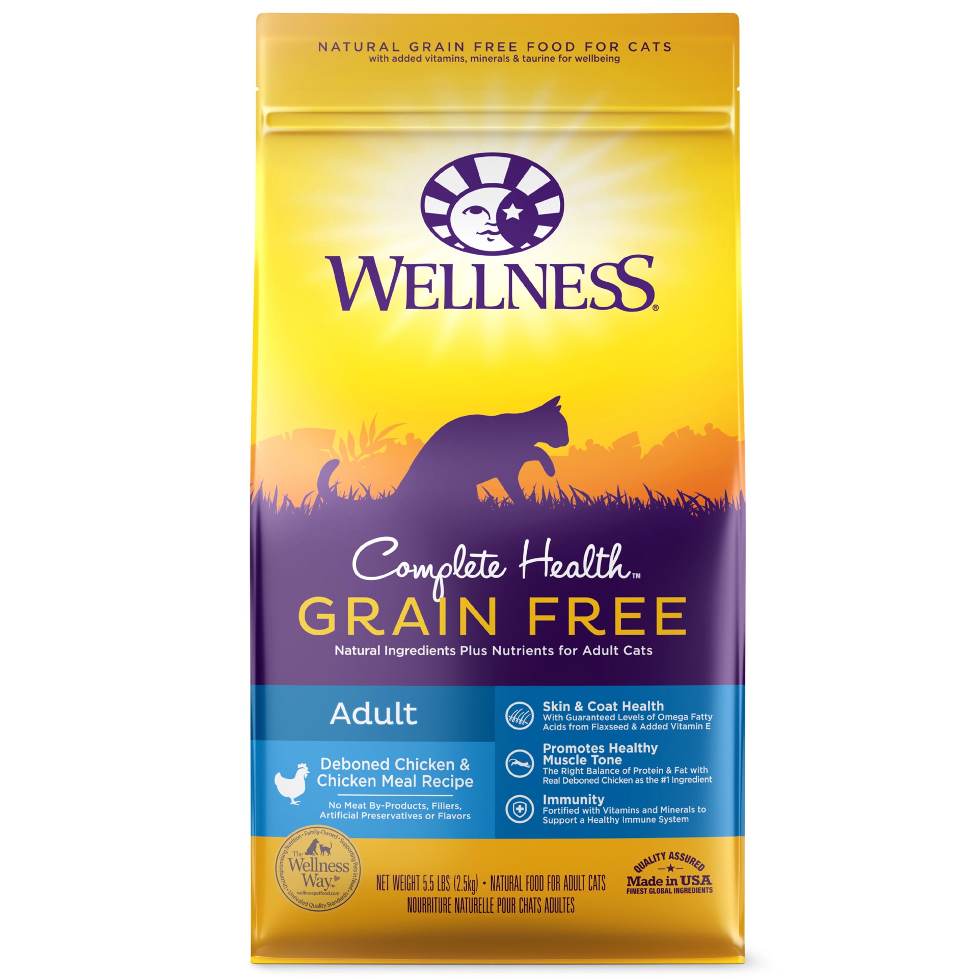 slide 1 of 5, Wellness Complete Health Natural Grain Free Deboned Chicken & Chicken Meal Dry Cat Food, 2.25 lb