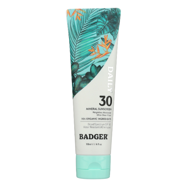 slide 1 of 1, Badger Spf 30 Daily Minreal Sunscreen, 4 oz