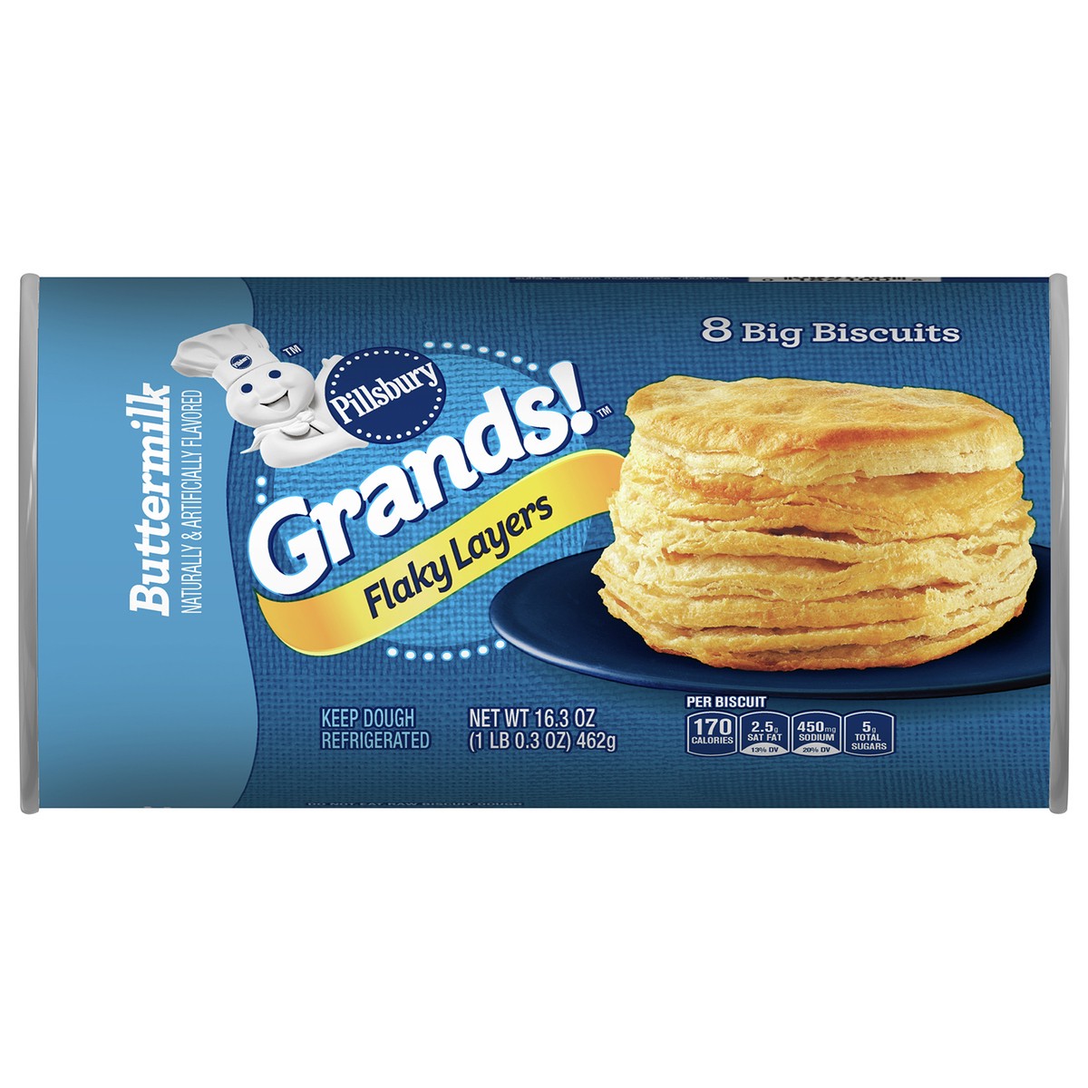 slide 1 of 3, Grands! Flaky Layers Refrigerated Biscuits, Buttermilk, 8 ct., 16 oz., 8 ct