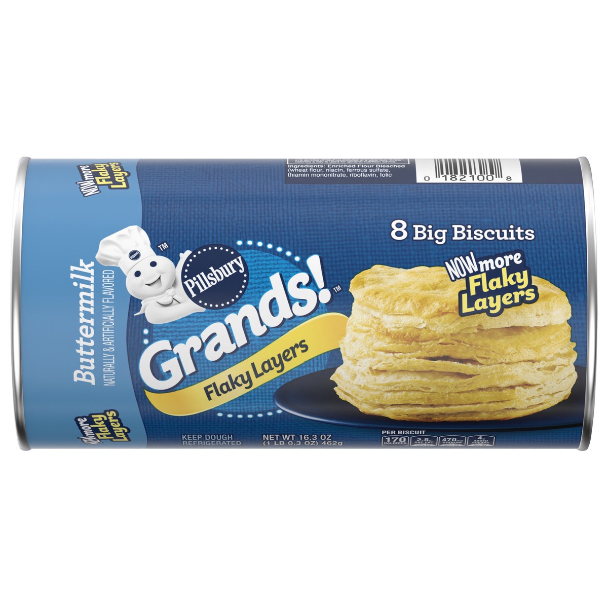 slide 1 of 3, Grands! Flaky Layers, Refrigerated Buttermilk Biscuit Dough, 8 ct., 16 oz., 8 ct